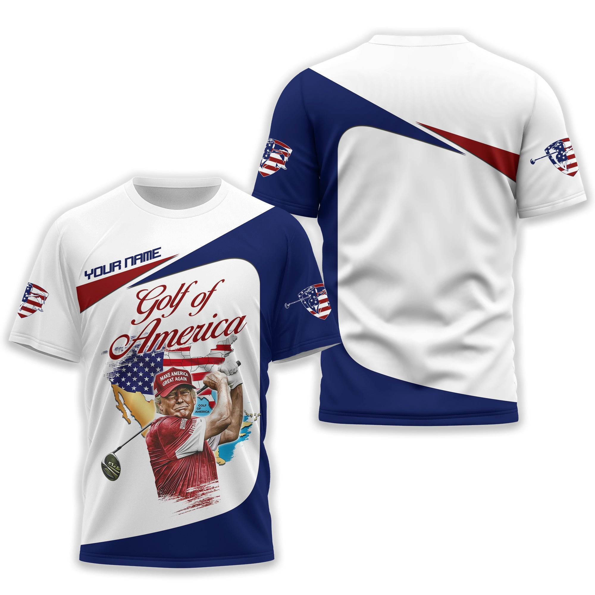 Trump Golf Of America Custom Men's Golf Polo Shirt, US Patriotic Pride Men's Golf Polo Shirt, Patriotic Golf Shirt, USA Golf Shirt SH818