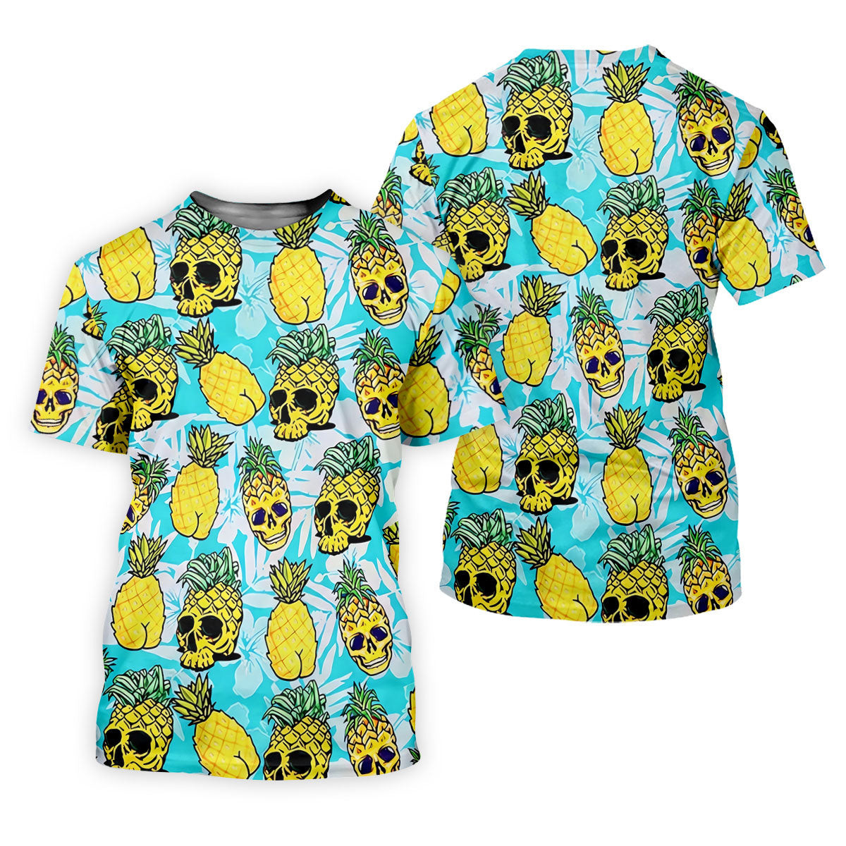 Tropical Pineapple Skull Pattern Golf Shirt, Women's Golf Polo, Hawaiian Golf Shirt, Ladies Golf Shirts SH818