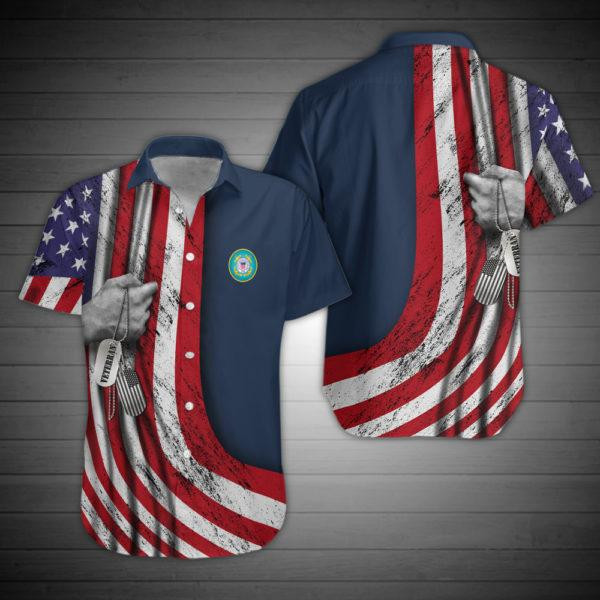 United States Coast Guard American Flag And Dog Tags Veterans Day Hawaiian Shirt SH818