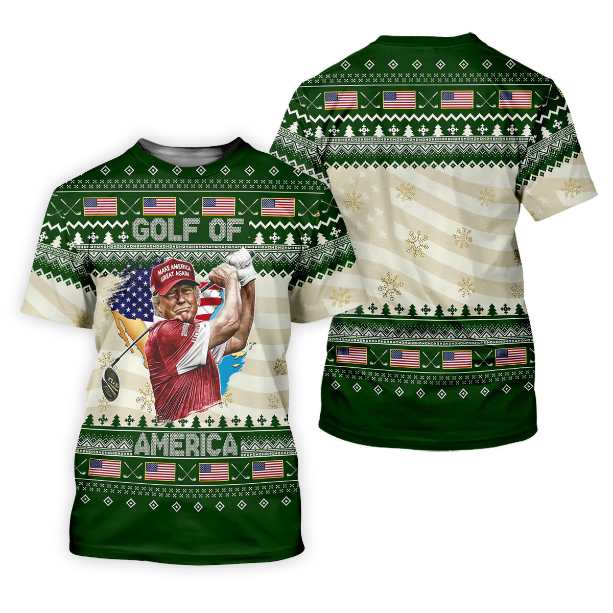 Trump Golf Of America Christmas Golf Shirt Men's Funny Golf Polo Shirts, Unique Gift For Golfer, Christmas Golf Gift SH818