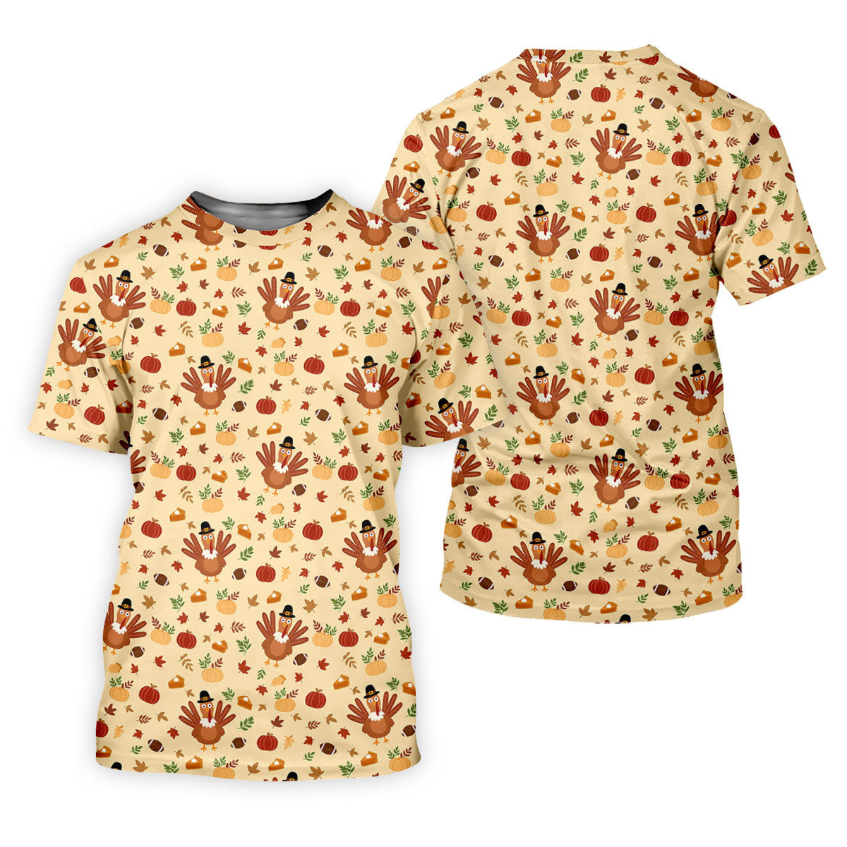 Turkey Pumpkin Thanksgiving Fun Women's Golf Shirts, Yellow Golf Shirt, Ladies Golf Polos, Women's Golf Tops SH818