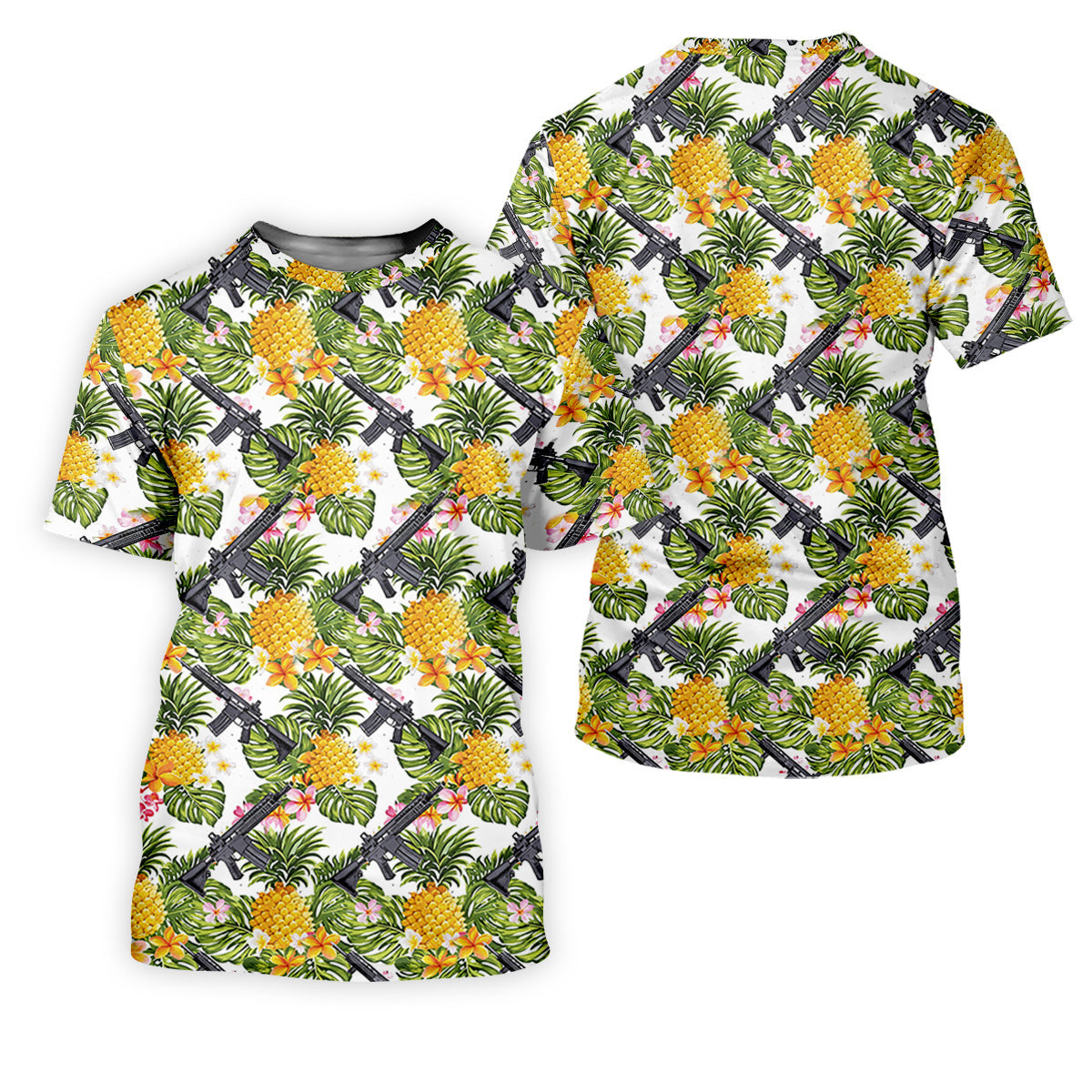 Tropical Pineapple Rifle Hawaiian Golf Shirt Pattern, Hawaiian Golf Shirt, Women's Golf Apparel SH818