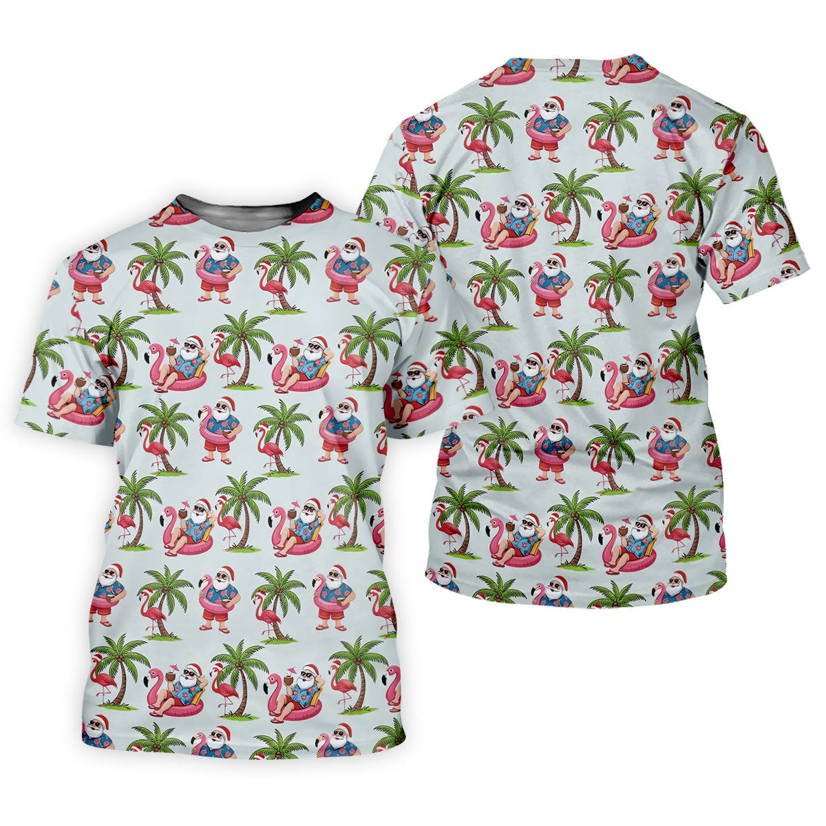 Tropical Santa Flamingo Beach Golf Polo, Ladies Golf Shirt, Performance Golf Shirt SH818