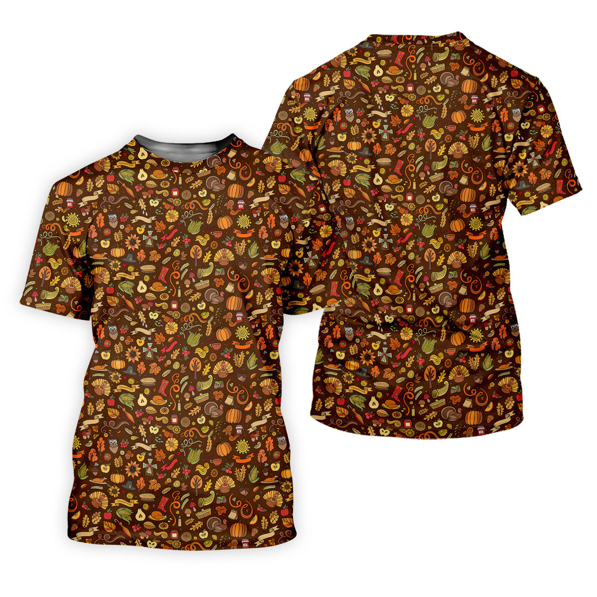 Turkey Pumpkin Fun Golf Shirts For Men, Brown Golf Shirt, Thanksgiving Day Gifts, Polo Shirts For Men SH818