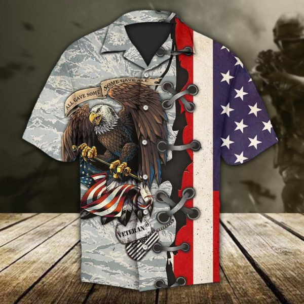Us Veteran All Gave Some Some Gave All Eagle With American Flag And Dog Tags Veterans Day Hawaiian Shirt SH818