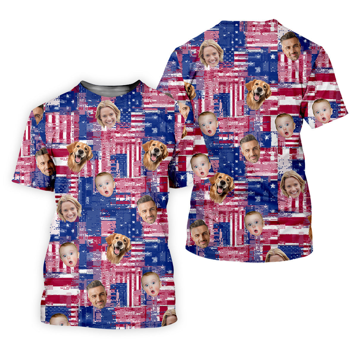 USA Flag Golf Shirts, Custom Face Shirt, Men's Golf Polo Shirt, Men's 4th Of July Shirts SH818