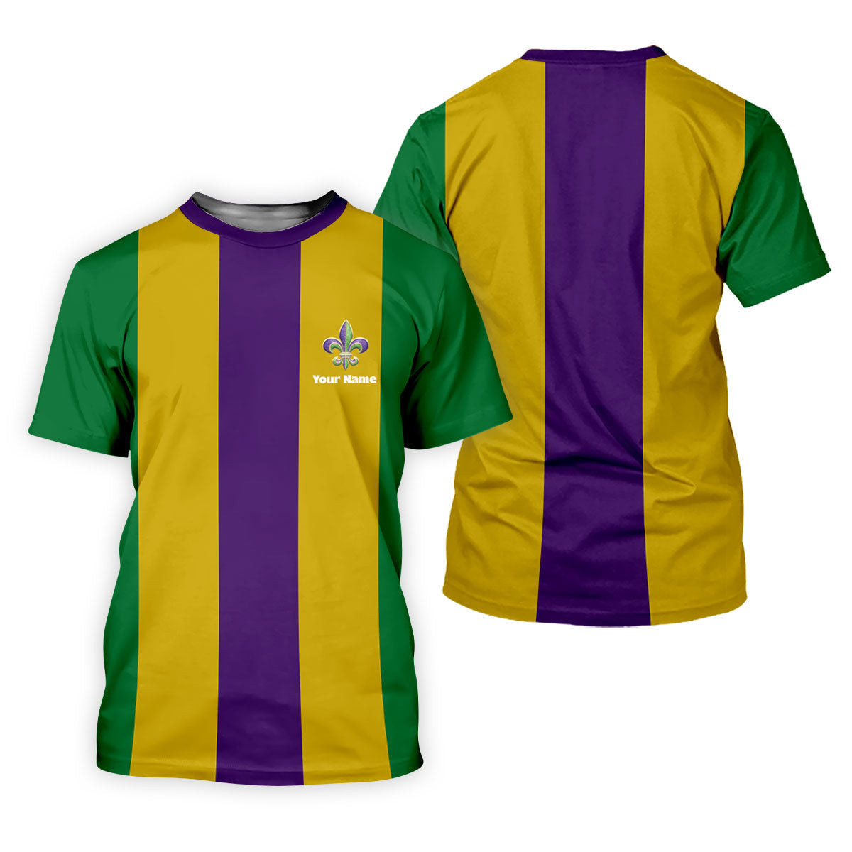 Vertical Stripes Purple Green Gold Mardi Gras Golf Shirt, Polo Shirts For Men, Golf Shirts For Men SH818