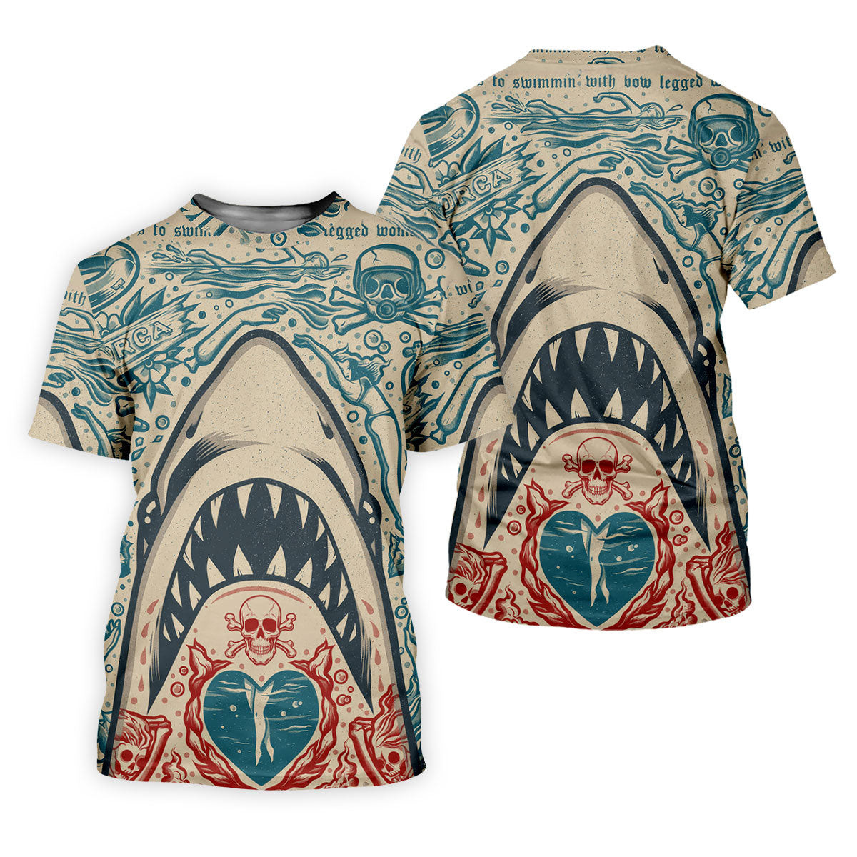 Vintage Shark Jaw Tattoo Art Golf Polo Shirt, Golf Shirts For Women, Women's Golf Apparel SH818