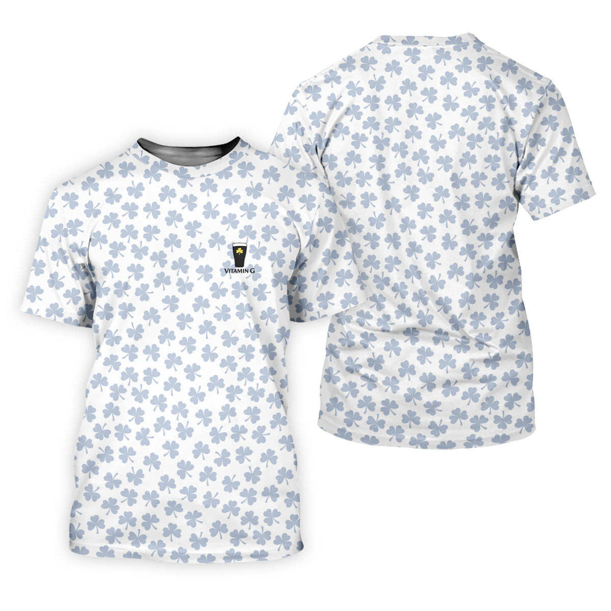 Vitamin G Shamrock Pattern Golf And Beer White Golf Shirt, St Patrick's Day Golf Shirt, Polo Shirts For Men SH818