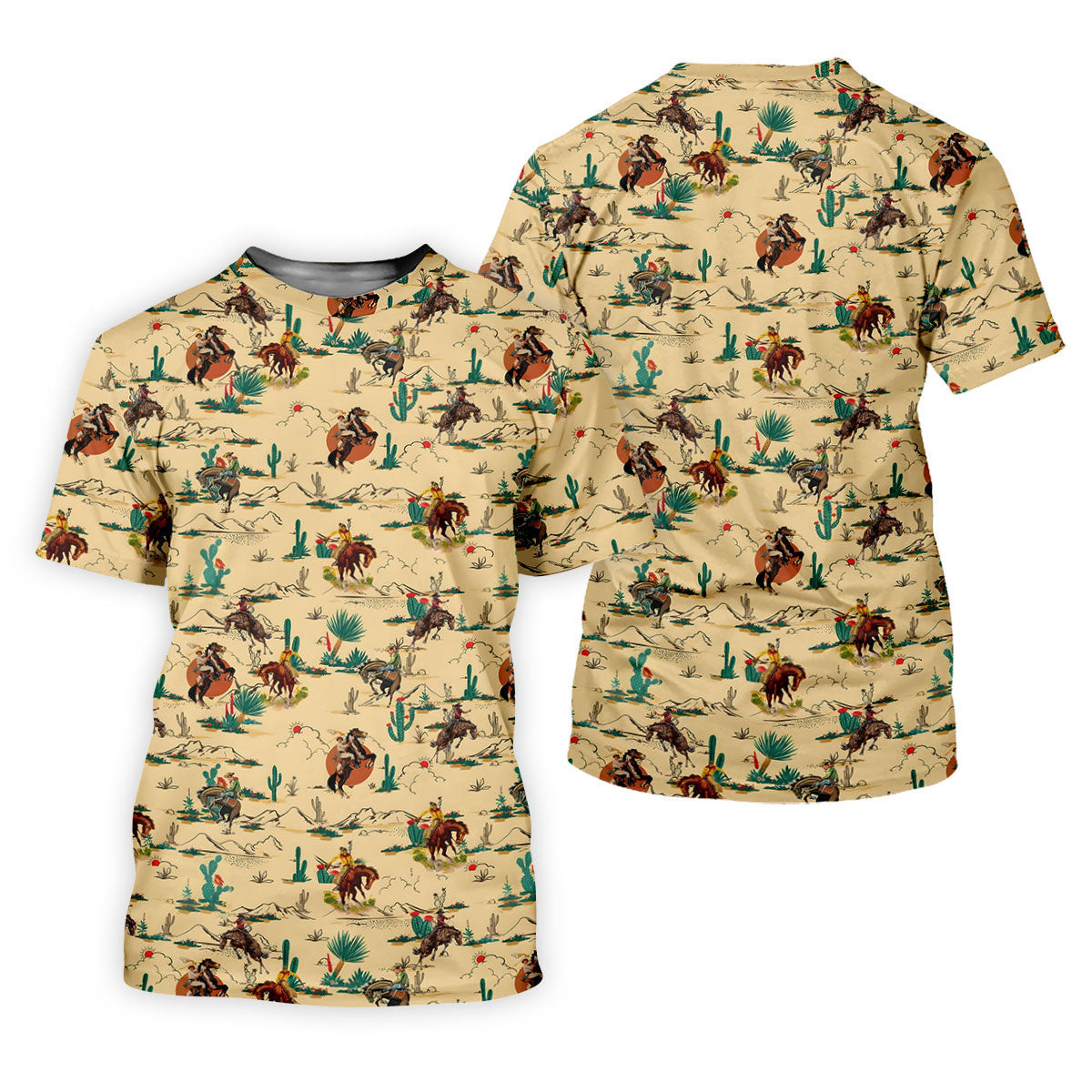 Vintage Cowboy Rodeo Desert Pattern Hawaiian Golf Shirt, Mens Golf Polo, Printed Golf Shirts SH818