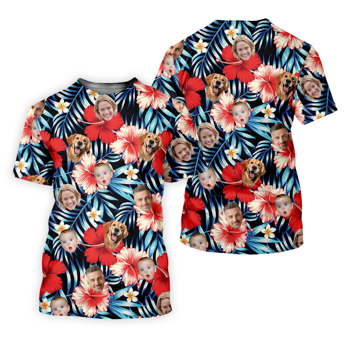 Vintage Hawaiian Shirts, Hibiscus Shirt, Ladies Floral Shirt, Custom Face Shirt, Ladies Golf Shirts SH818