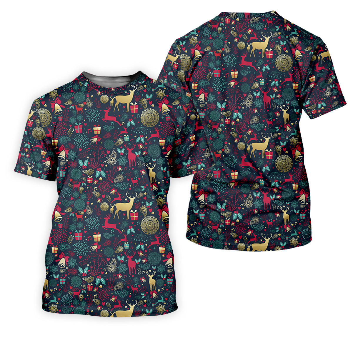 Vintage Reindeer Bell Dark Navy Christmas Golf Tops For Men, Gift Christmas Golf Shirt Polos, Men Golf Apparel SH818