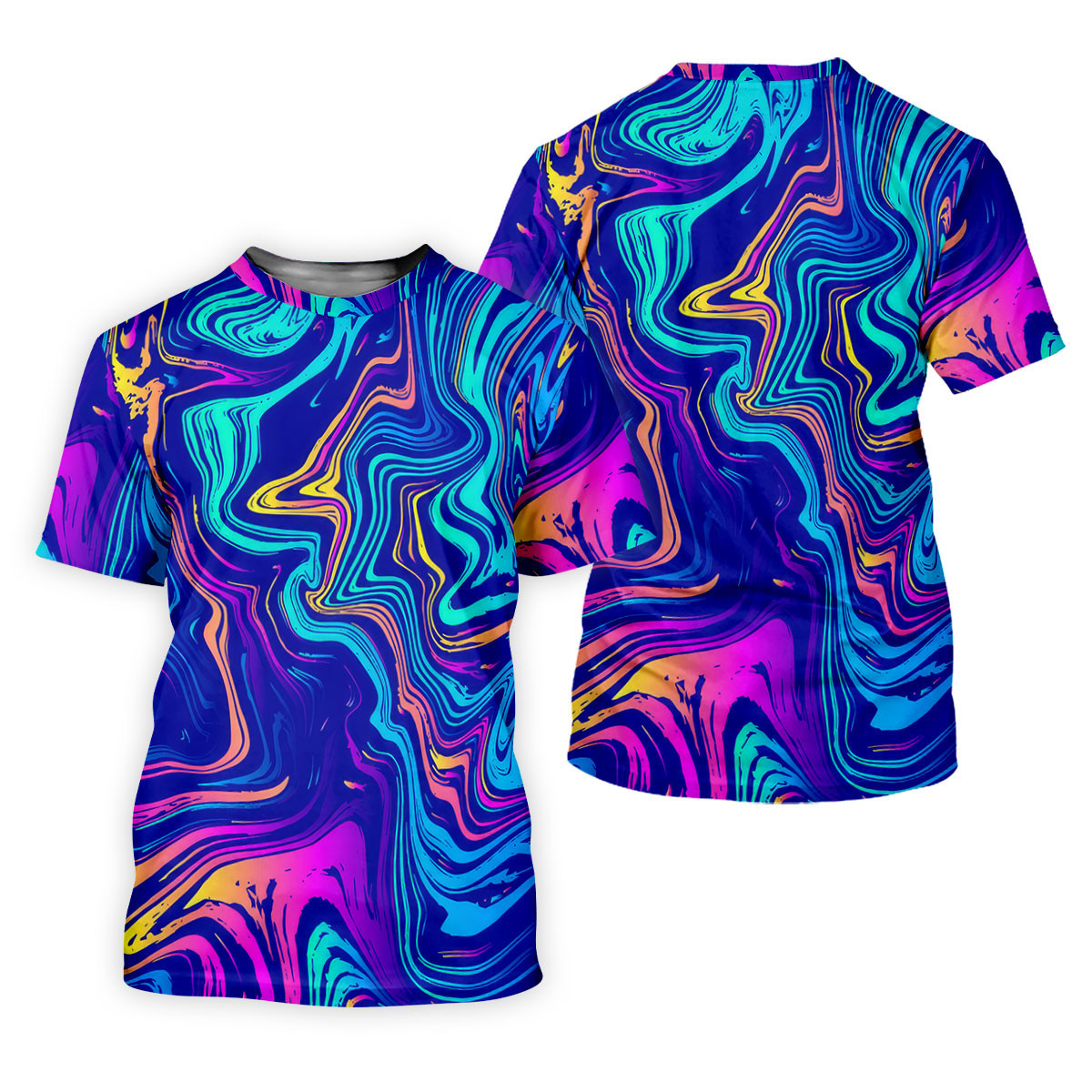 Vibrant Abstract Liquid Pattern Golf Shirt, Mens Polo Shirt, Performance Golf Shirt, Hawaiian Golf Shirt SH818