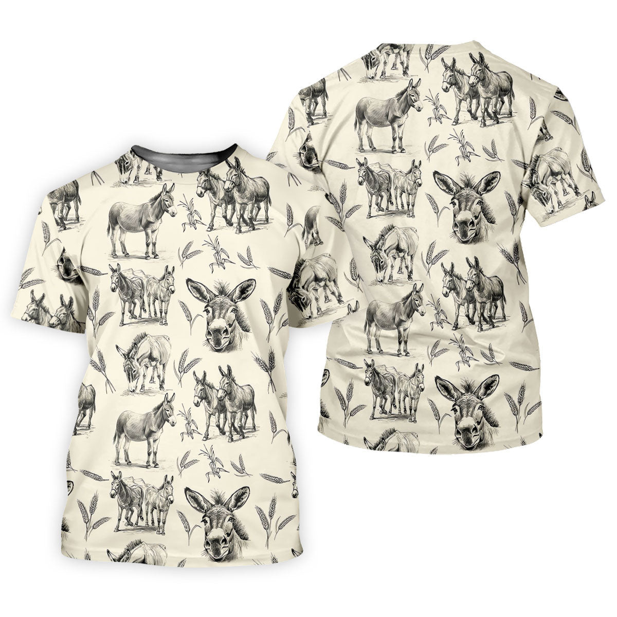 Vintage Donkey Sketch Pattern Hawaiian Golf Polo Shirt, Hawaiian Golf Shirt, Golf Shirts For Men SH818