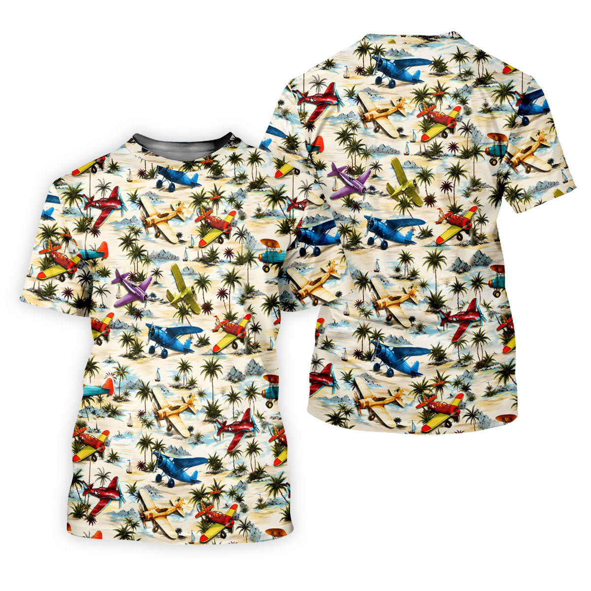 Vintage Airplane Hawaiian Golf Shirt, Tropical Aircraft Pattern, Polo Shirts For Men SH818