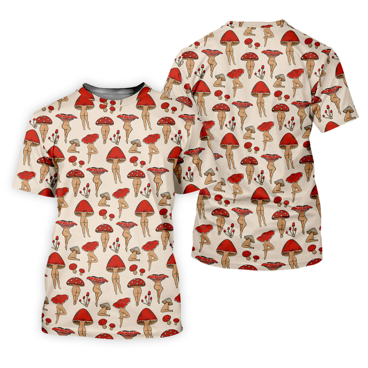 Vintage Mushroom Pin Up Pattern Hawaiian Golf Shirt, Mens Golf Shirts, Golf Apparel For Men SH818
