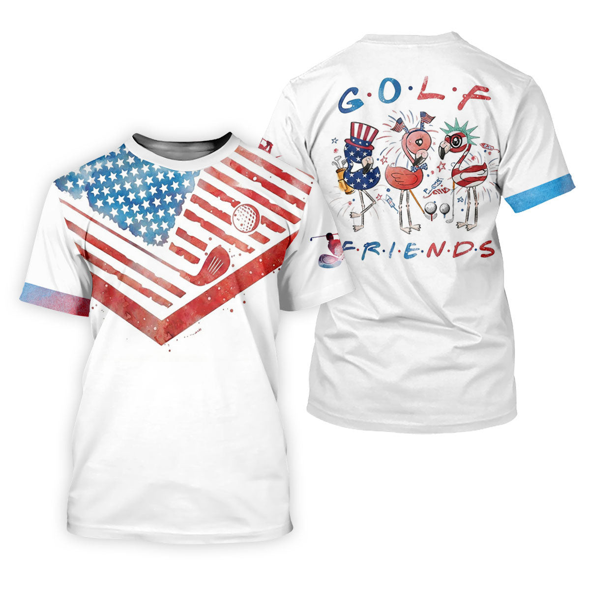 Vintage American Flag Golf Polo Shirt, Mens Golf Shirts, Golf Polo Shirts For Men SH818