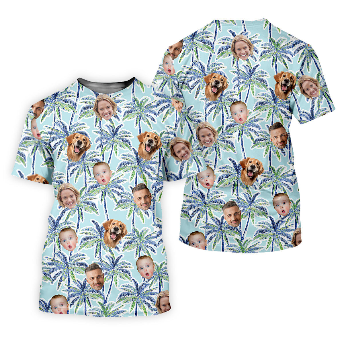 Vintage Aloha Shirts, Men Palm Tree Shirt, Men Golf Polo, Custom Hawaiian Shirt With Face, Tropical Beach SH818
