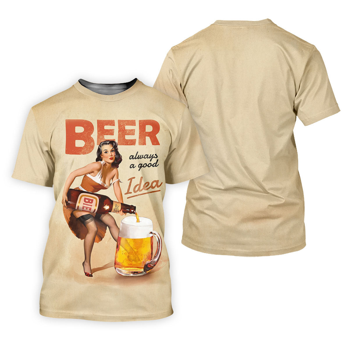 Vintage Beer Pin-Up Girl Design Golf Shirt, Women's Golf Shirt, Hawaiian Golf Shirt, Golf Polo For Women SH818