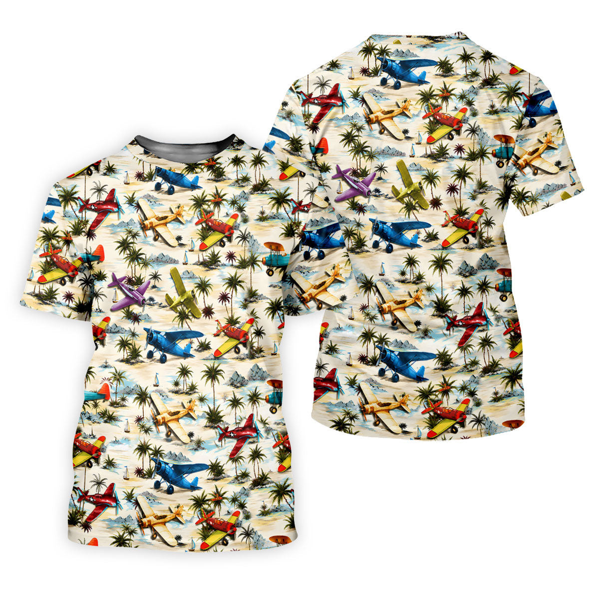 Vintage Airplane Hawaiian Golf Shirt, Tropical Aircraft Pattern, Polo Shirts For Women SH818