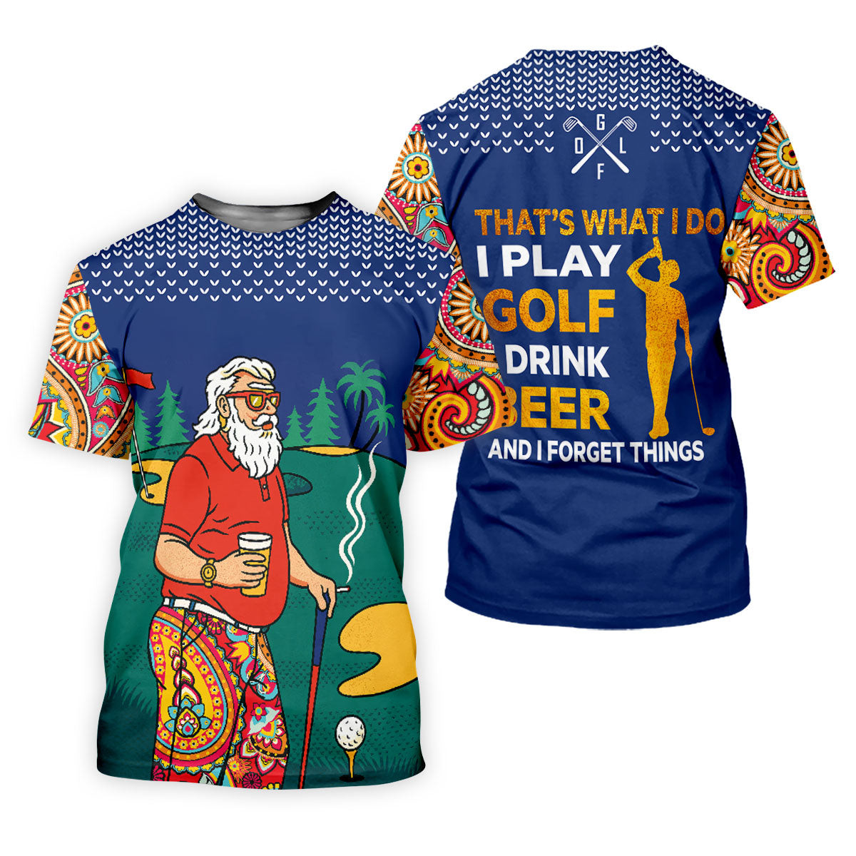 Vintage Bearded Golfer With Paisley Pants Golf Polo Shirt, Hawaiian Golf Shirt, Mens Golf Polo SH818