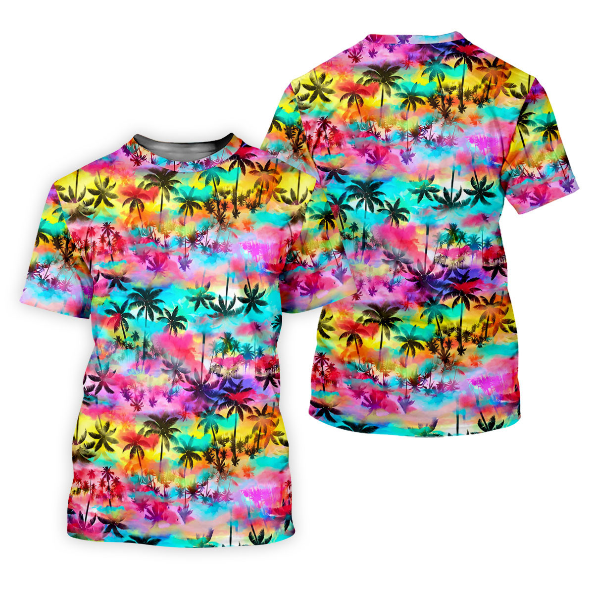 Watercolor Tropical Palm Golf Shirt, Colorful Sunset Hawaiian Polo, Polo Shirts For Men SH818