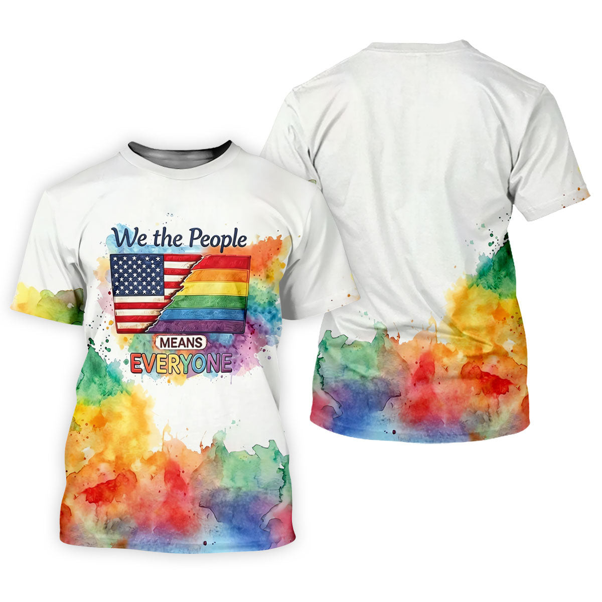 We The People Means Everyone Water Color Print Golf Shirt, LGBTQ Month Golf Shirt For Women SH818