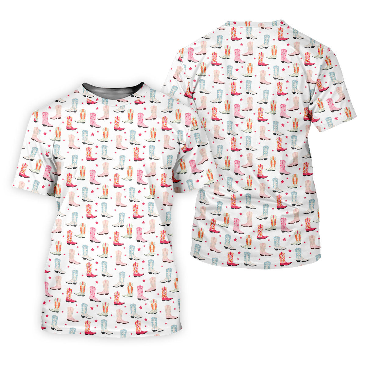 Western Boot Pattern Pastel Shades Retro Golf Shirt, Ladies Golf Polos, Golf Shirt For Women SH818
