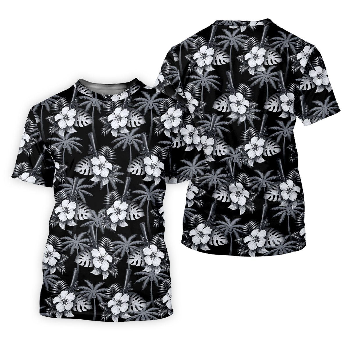 White Hibicus Black Hawaiian Golf Shirt, Tropical Summer Theme Golf Shirt For Women SH818