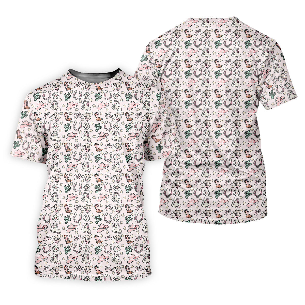 Western Cowgirl Seamless Pattern Pink Golf Shirt, Coquette Pattern Golf Shirt For Women, Ladies Golf Polos SH818