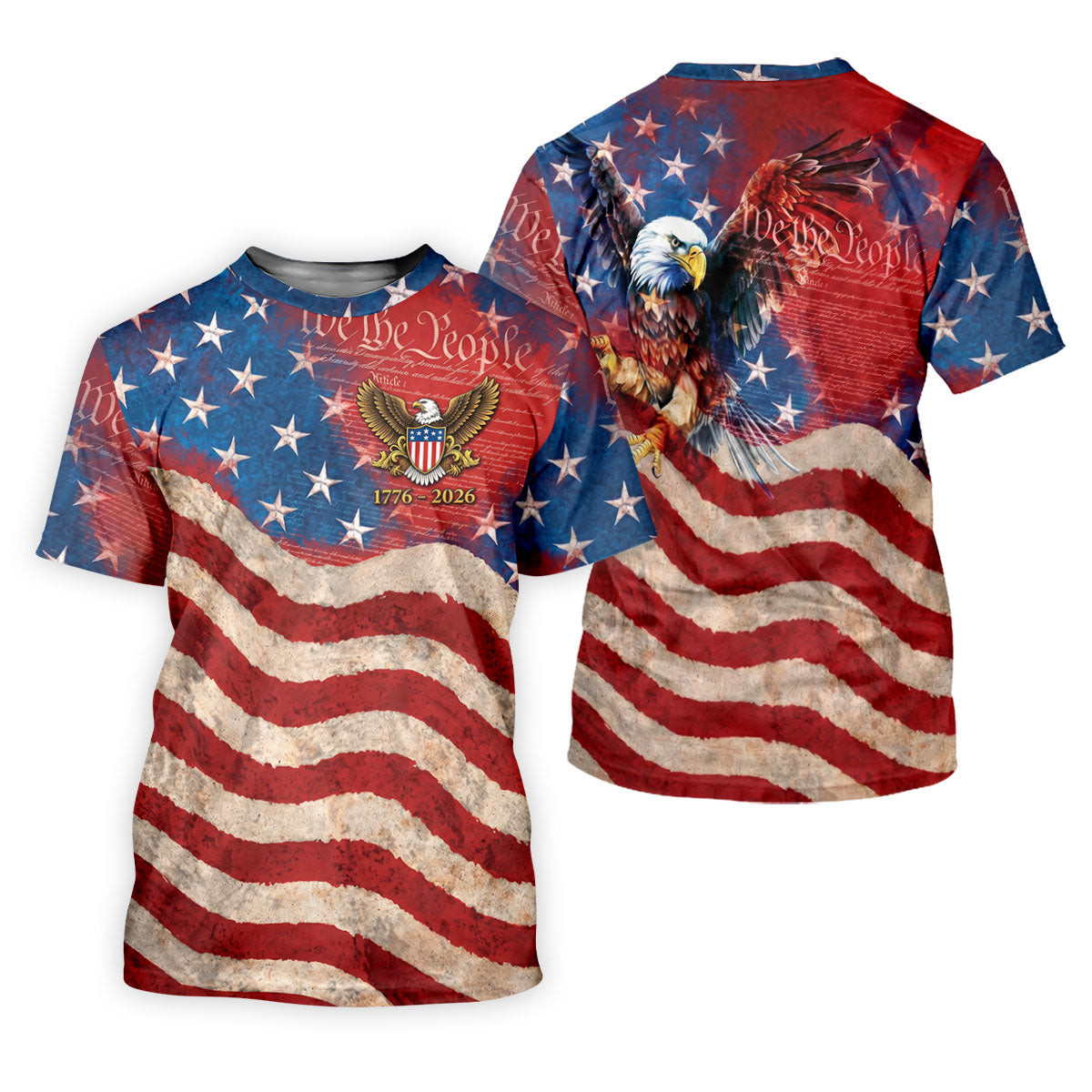 We The People Vintage American Flag Women's Golf Shirt, 4th of July Golf Shirt SH818