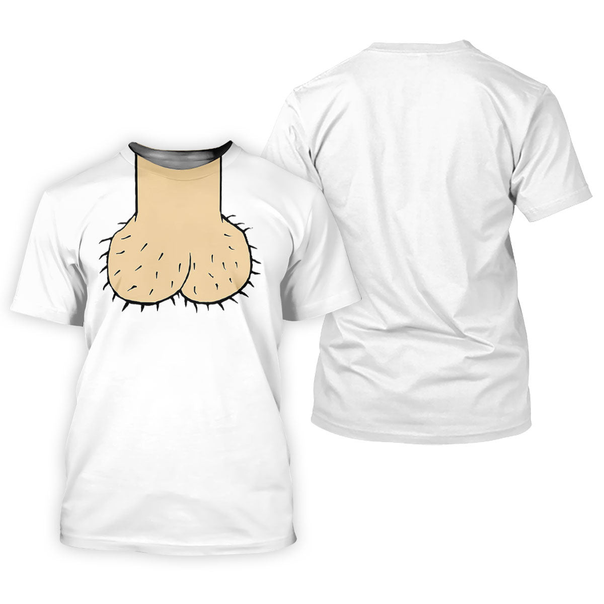 White Funny Dickhead Faux Chest Golf Shirt, Funny Halloween Shirt, Adult Costume Shirt SH818