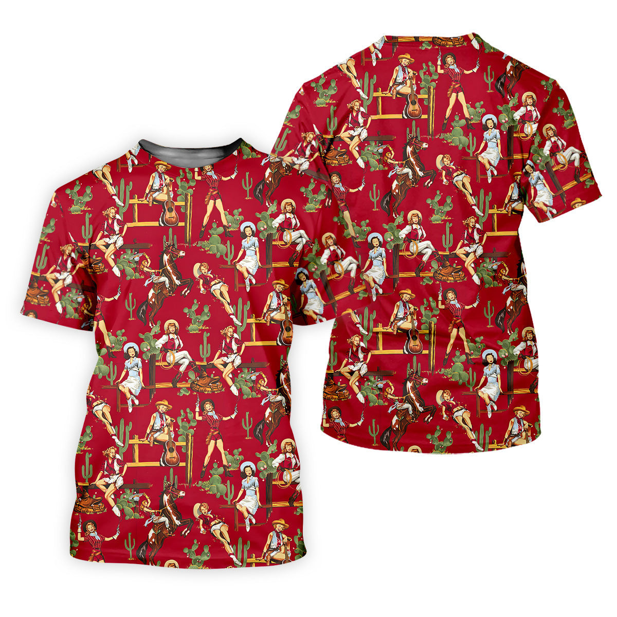 Western Cowgirl Red Golf Shirt, Womens Sleeveless Polo, Ladies Golf Shirts, Cool Golf Gifts SH818