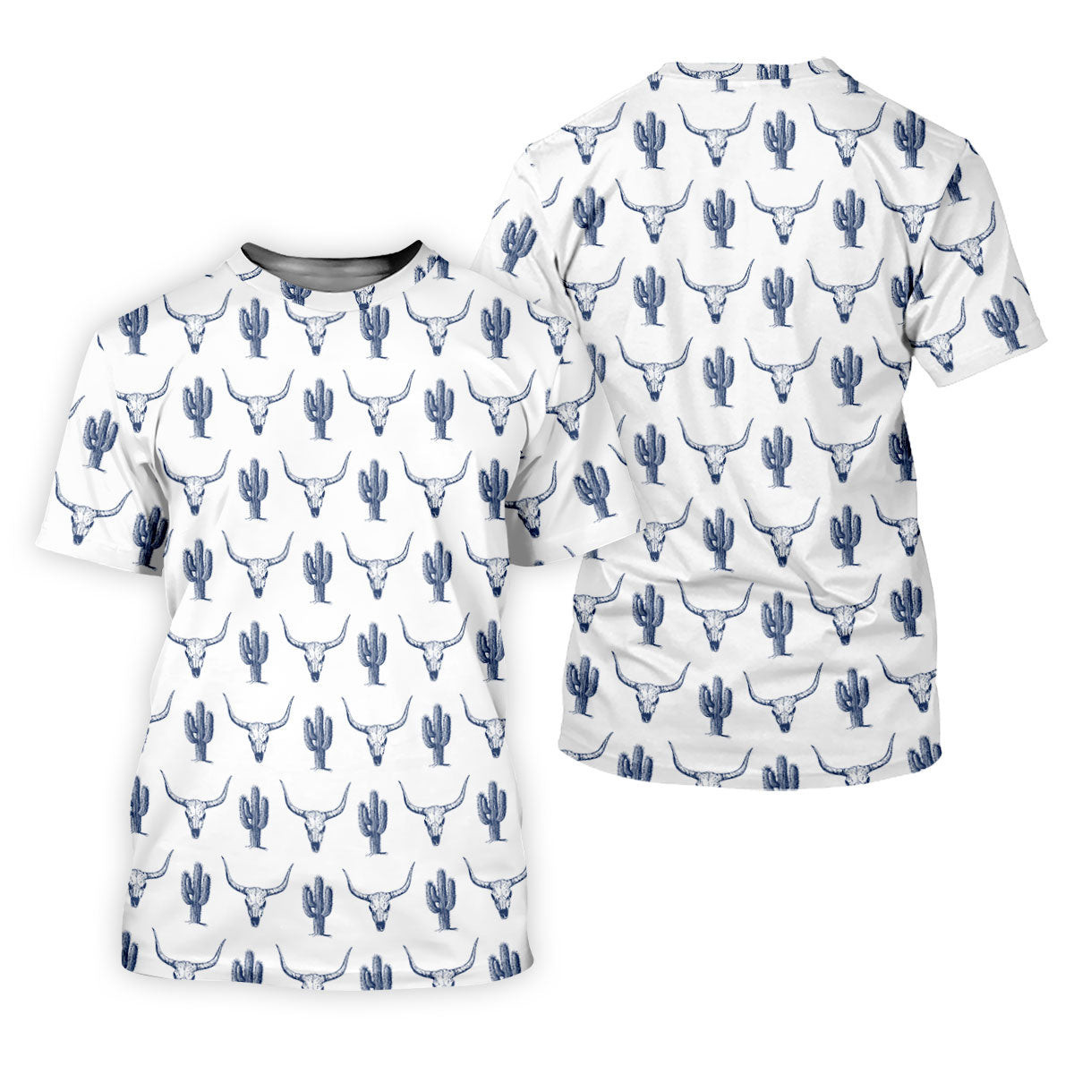 Western Longhorn And Cactus Pattern Hawaiian Golf Shirt, Golf Shirts For Men, Polo Shirts For Men SH818