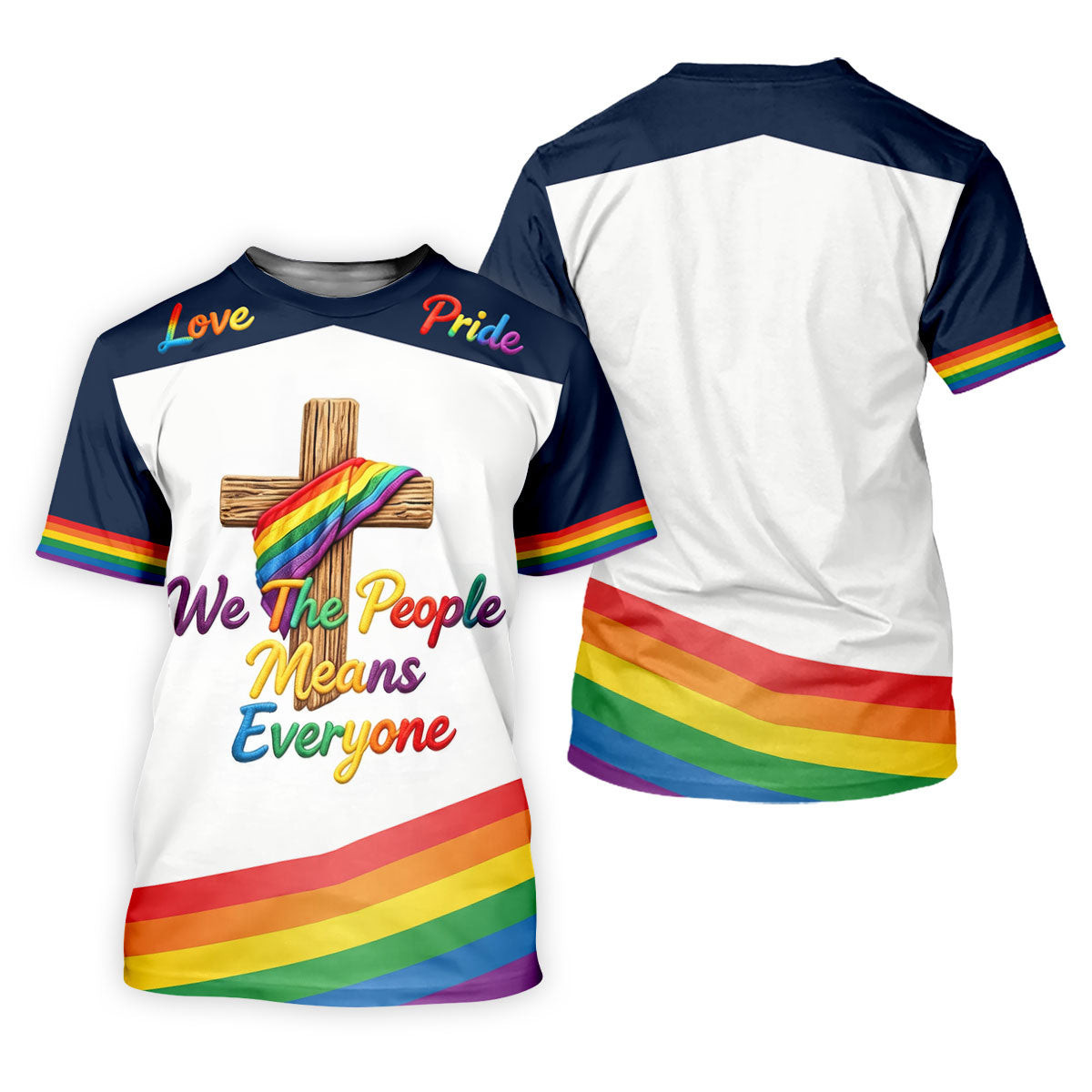 We The People Means Everyone Faith Cross LGBT Support Ladies Golf Tops, Golf Shirt For Women SH818