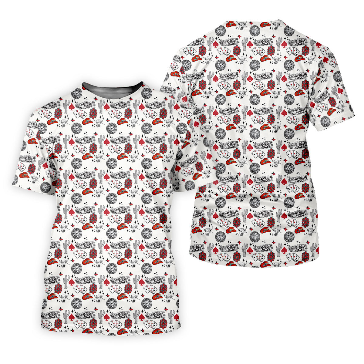 Western Cards Red Cowgirl Hat Seamless Pattern Golf Shirt For Women, Ladies Golf Polos, Golfing Apparel SH818
