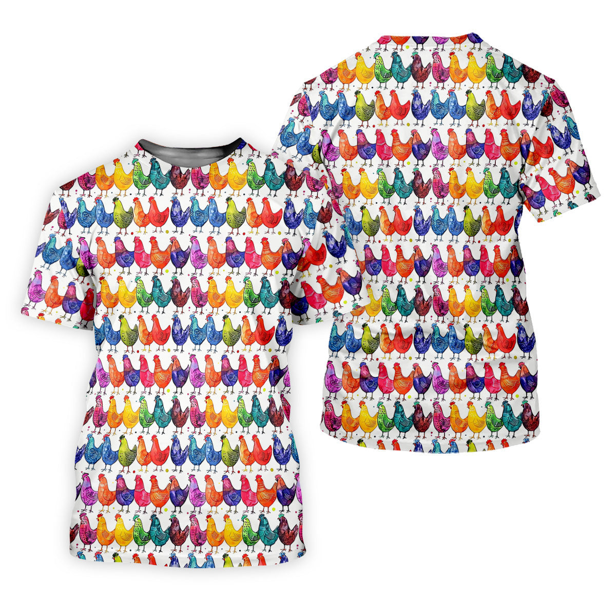Whimsical Chicken Colorful Golf Shirt, Cute Golf Outfit, White Polo Women, Ladies Golf Shirts SH818