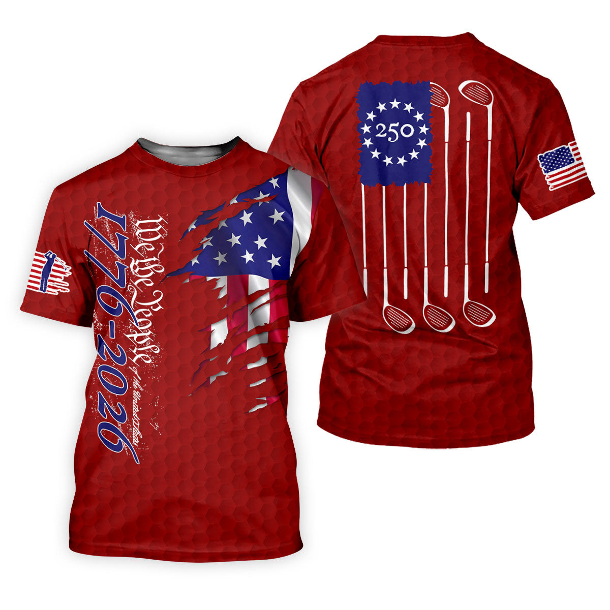 We The People Distressed American Flag Red Golf Shirt, 4th Of July Golf Shirt For Women SH818
