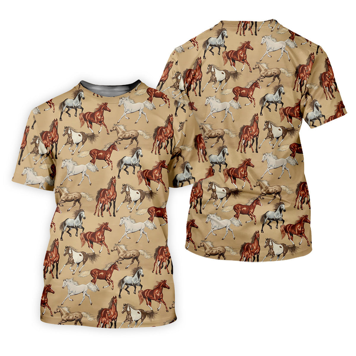 Wild Horse Seamless Pattern Women Golf Top, Golf Shirt For Women, Patterned Golf Shirts SH818