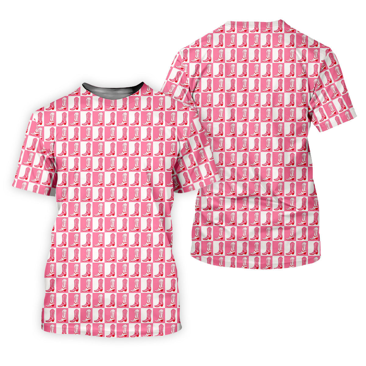 Western Cowgirl Boot Ladies Pink Golf Shirt, Western Golf Shirts Women, Ladies Golf Polos SH818