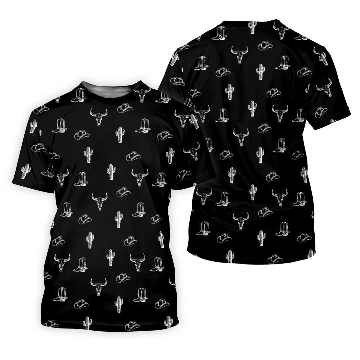 Wild West Cactus Black Western Golf Shirt, Golf Tops For Men, Polo Shirts For Men, Golfing Apparel SH818