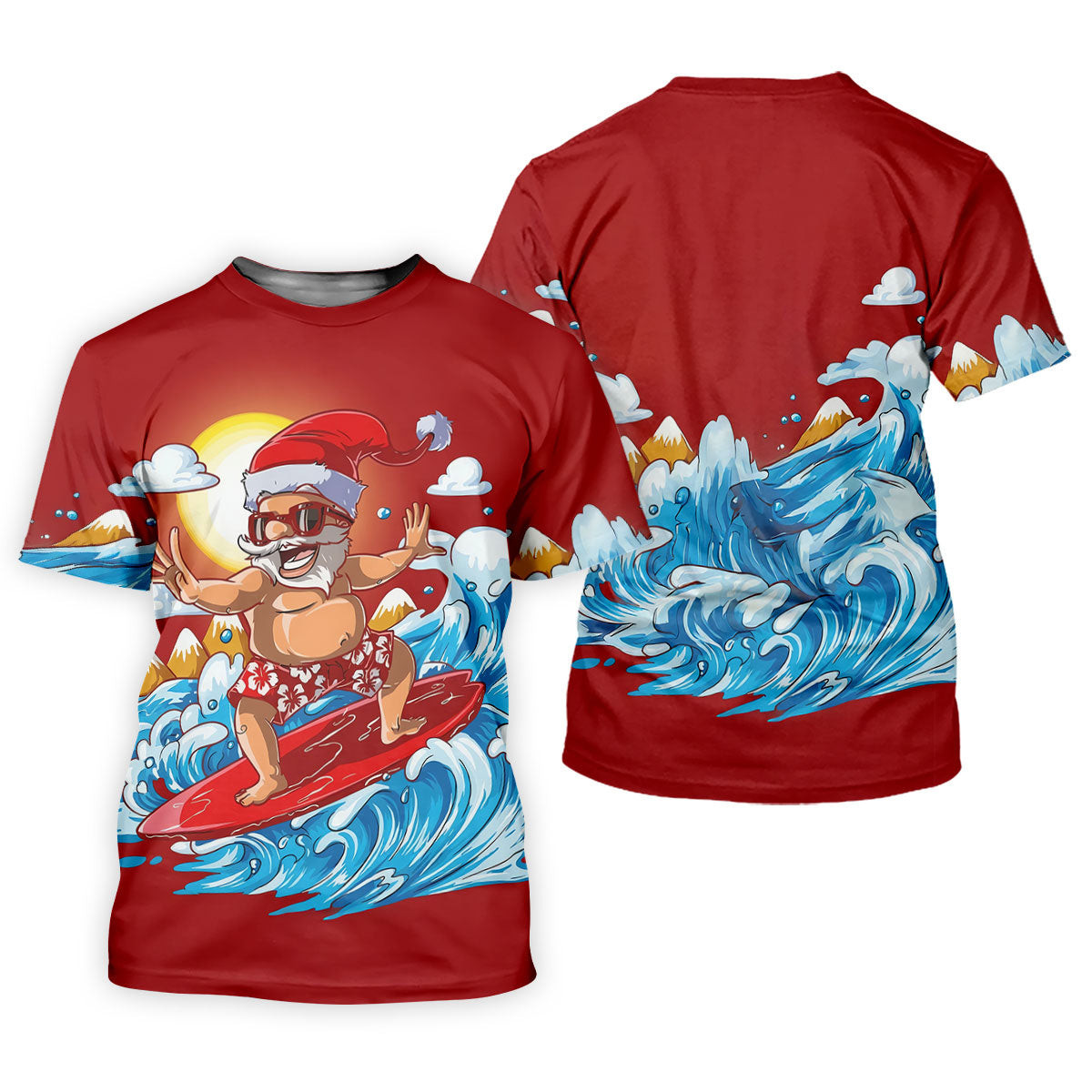 Women's Funny Santa Surfing Golf Shirt, Christmas Golf Shirt, Women's Golf Apparel SH818
