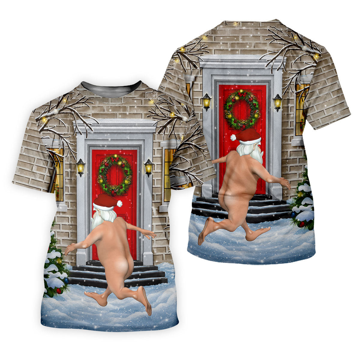 Women's Streaking Santa Doorbell Golf Shirt, Christmas Golf Shirt, Women's Golf Apparel SH818