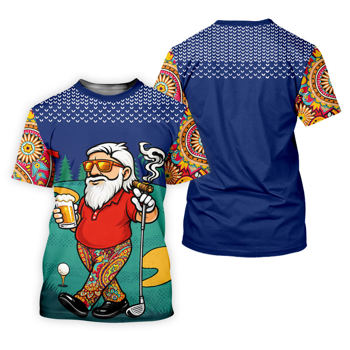Women's Funny Golf Santa Beer And Cigar Polo Shirt, Christmas Golf Shirt, Women's Golf Polo, Women's Golf Apparel SH818