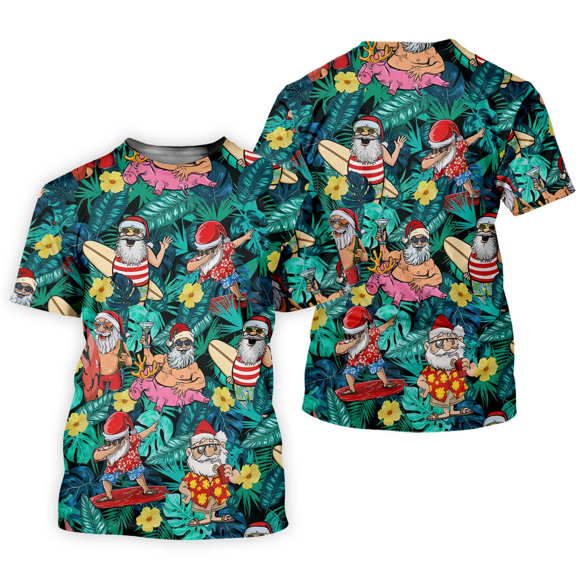 Women's Funny Santa Pool Float Golf Shirt, Christmas Golf Shirt, Women's Golf Apparel SH818