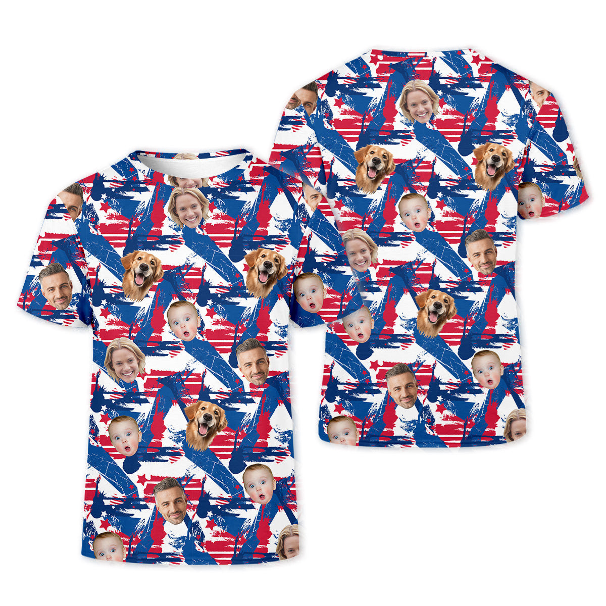 Golf Polo For Ladies, Custom Family Golf Shirt, Patriotic Golf Polos, Custom Face Shirt, Personalized Dog Shirts SH818