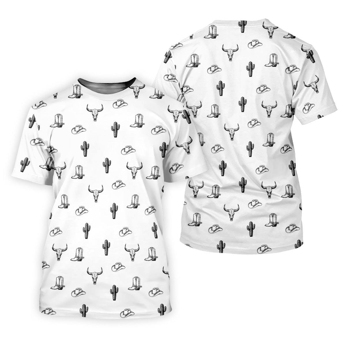Wild West Cactus White Western Golf Shirt, Golf Tops For Men, Polo Shirts For Men, Golfing Apparel SH818
