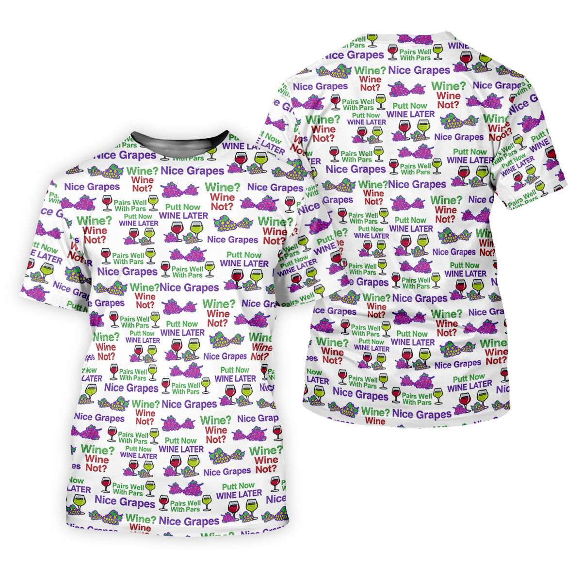 Wine Lover Golf Shirt, Grape Humor Print, Golf Shirts For Men SH818