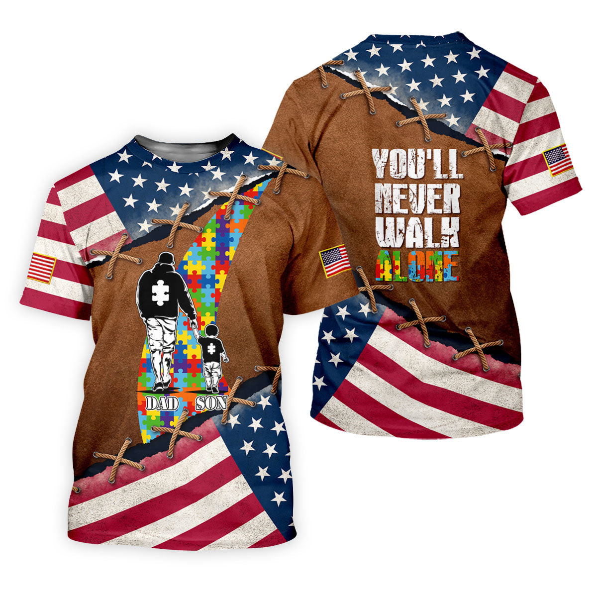 You'll Never Walk Alone Autism Awareness Patriotic Golf Shirt, Golf Shirt For Women, Ladies Golf Shirts SH818