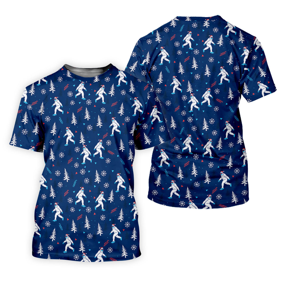 Yeti Ice Skating Christmas Golf Shirt, Women's Golf Tops, Printed Golf Shirt, Golf Shirts For Women SH818